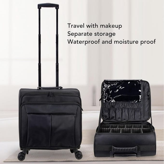 Grote Make-up Trolley Reiskoffer met Wielen en Verdelers