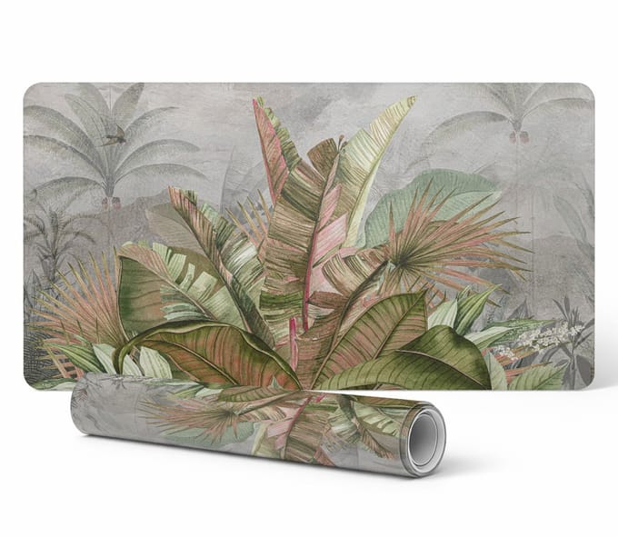 Antislip muis- en toetsenbordmat met tropisch junglemotief, 90x45 cm