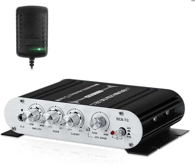 RFWR® Draagbare 12V Hifi Versterker met Voeding voor Thuis en Auto