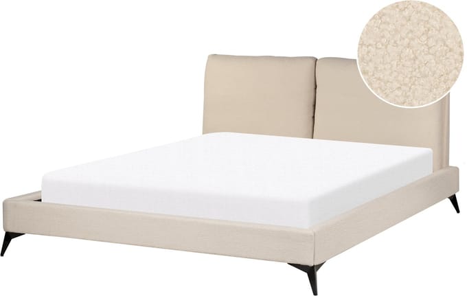 MELLE - Tweepersoonsbed - Lichtbeige - 160 x 200 cm - Bouclé