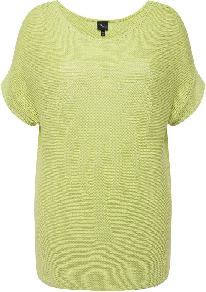 Ulla Popken - Dames - Trui palmen oversized bootnek halve mouwen - Lichtgroen - Maat 46+