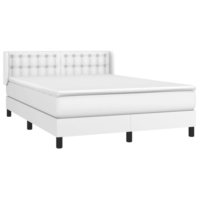 vidaXL - Boxspring - met - matras - kunstleer - wit - 140x190 - cm