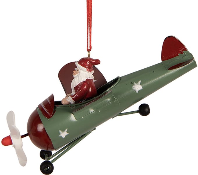 Clayre & Eef Kersthanger Kerstman 13x11x5 cm Rood Kunststof