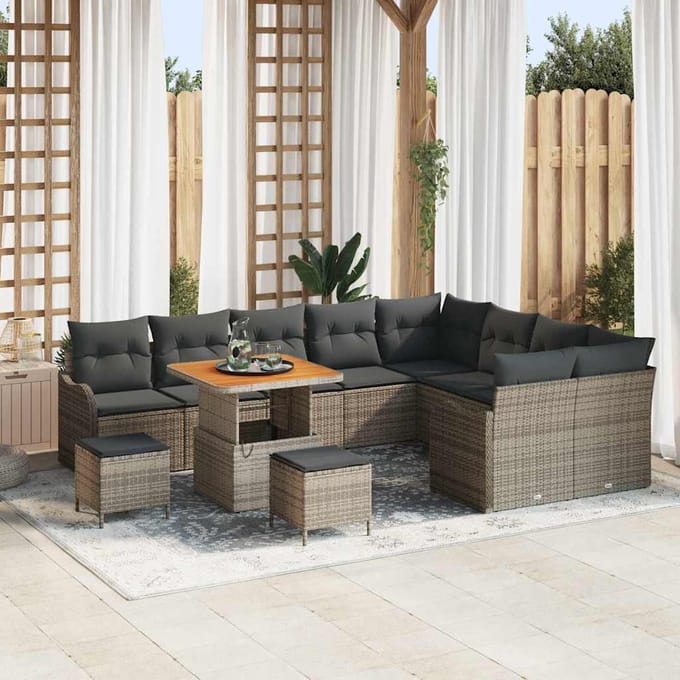 vidaXL Tuin Sofa Set 12 st 11-Aantal zitplaatsen Grijs