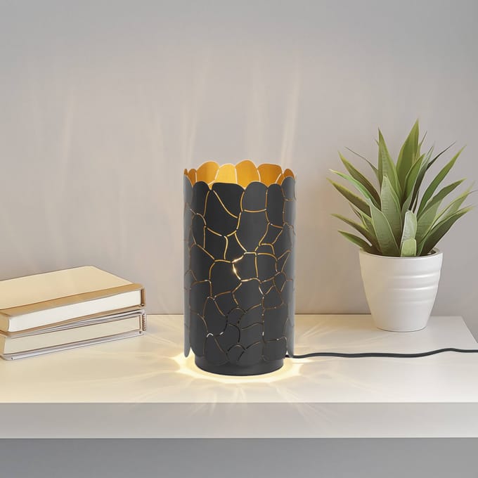 Lindby - Tafellamp - 1licht - Metaal - H: 26.5 cm - E27 - zwart, goud