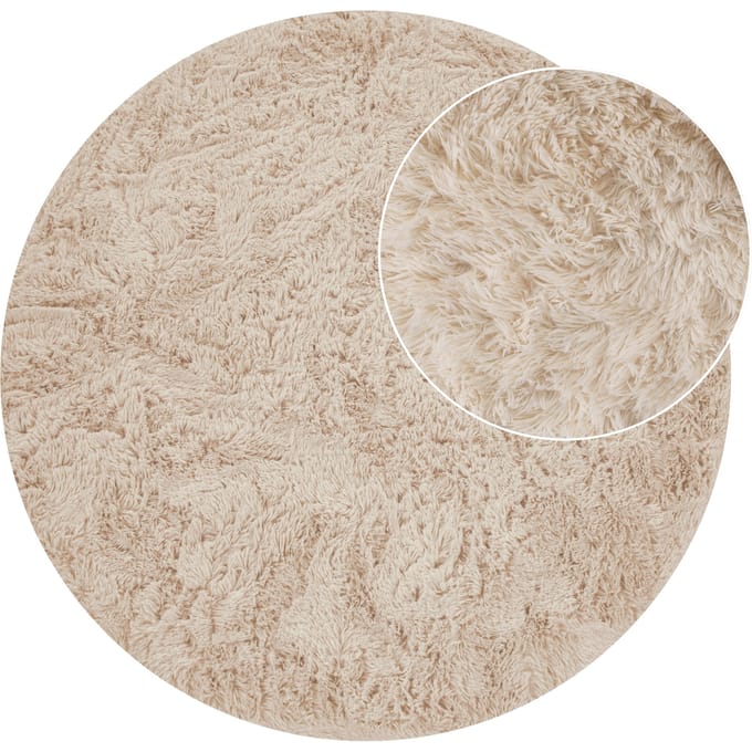 Hoogpolig tapijt Silvana crème 160 cm rond