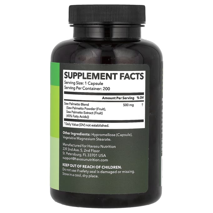 Zaagpalm, eenmaal daags, 200 capsules (500 mg per capsule)