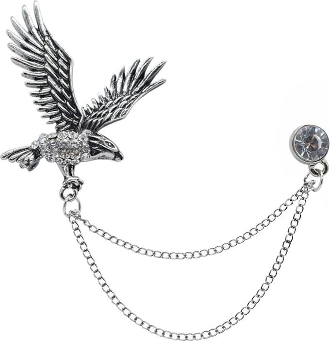 Fako Bijoux® - Broche - Adelaar - Kristal - 35x40mm - Zilverkleurig