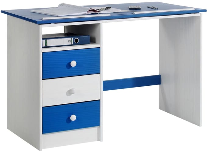Kinderbureau KEVIN, in hoogte verstelbaar, wit/blauw