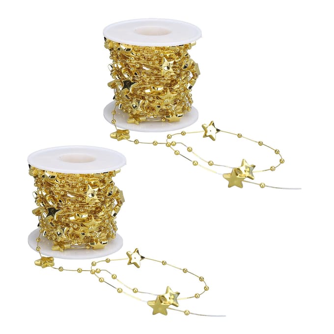 2 Rollen Ster Kralen String Slinger 10m Lengte Knipbaar Decoratieve Kralen Slinger voor Bruiloft Kerst goud