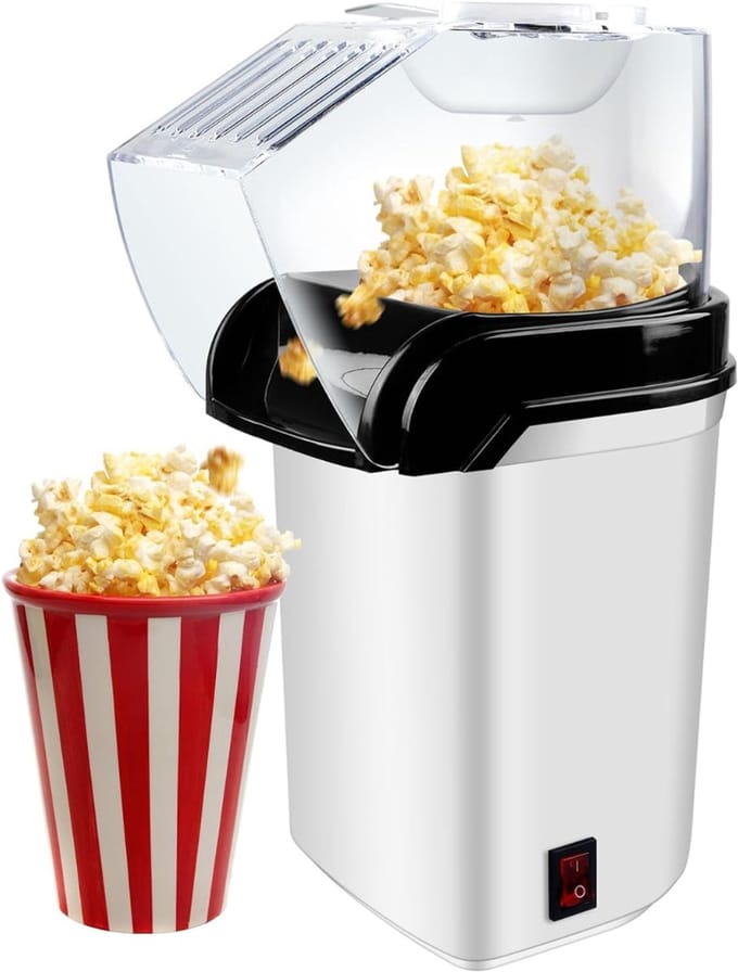 QIN® Popcornmachine - Popcornmaker - Princess Popcornmachine - Wit - 17cm x 13cm x 25cm