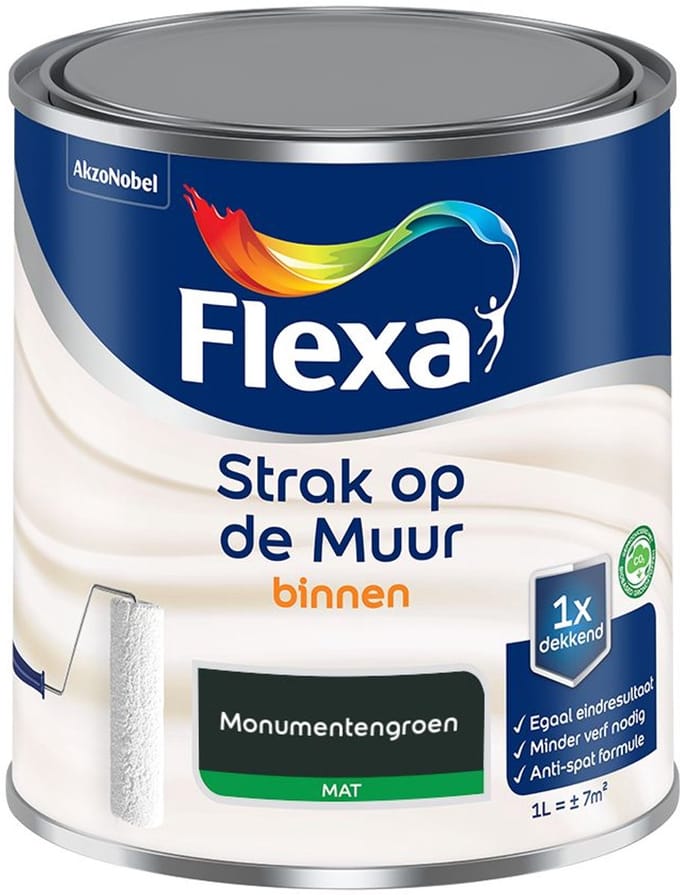Flexa - Strak Op De Muur Binnen Mat - Monumentengroen - Mengverf - 1 L