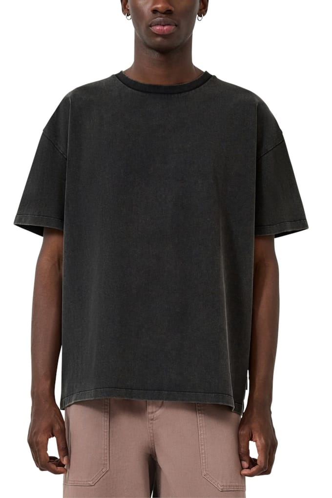 T-shirt met ronde hals van dik en zacht jersey met print op de rug, Relaxed Fit QS