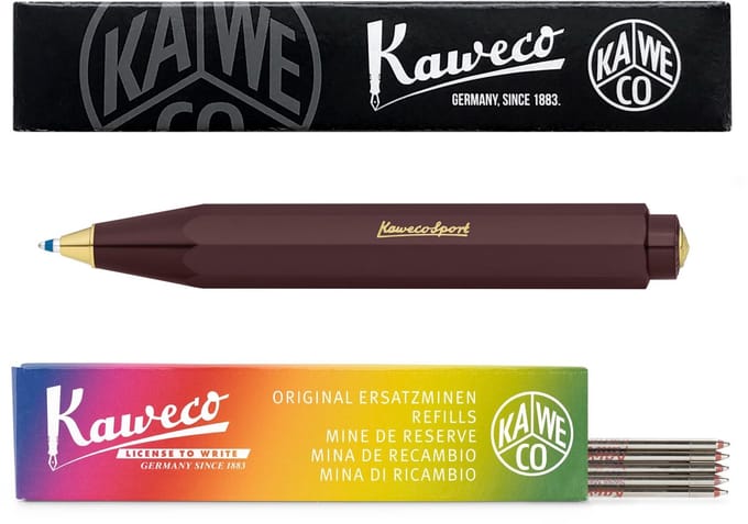 Kaweco - Balpen - Classic Sport - Burgundy - Met doosje Balpenvullingen MEDIUM ROOD