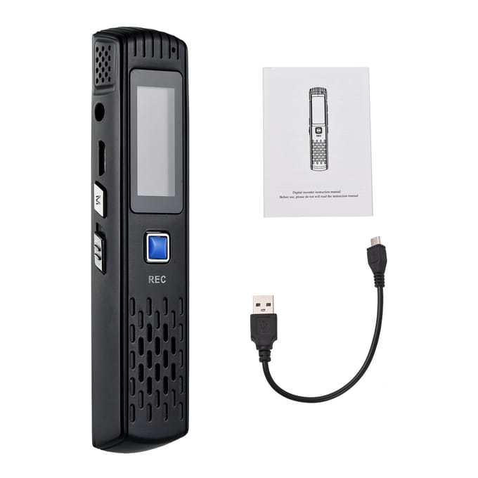 Digitale Voice Recorder 8G Klein Zakformaat Opnameapparaat met Ingebouwde Luidspreker Draagbare Voice zwart