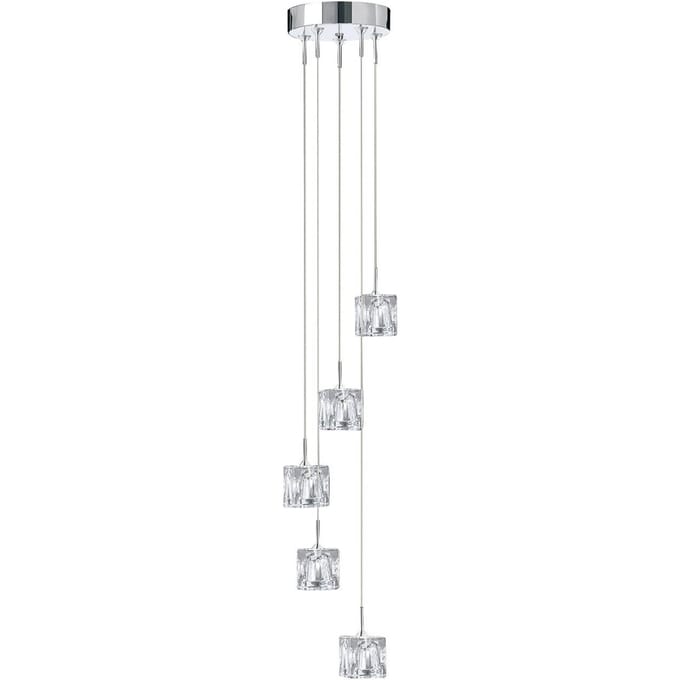 Searchlight Hanglamp Ice Cube, 5-lamps, chroom, kristalglas