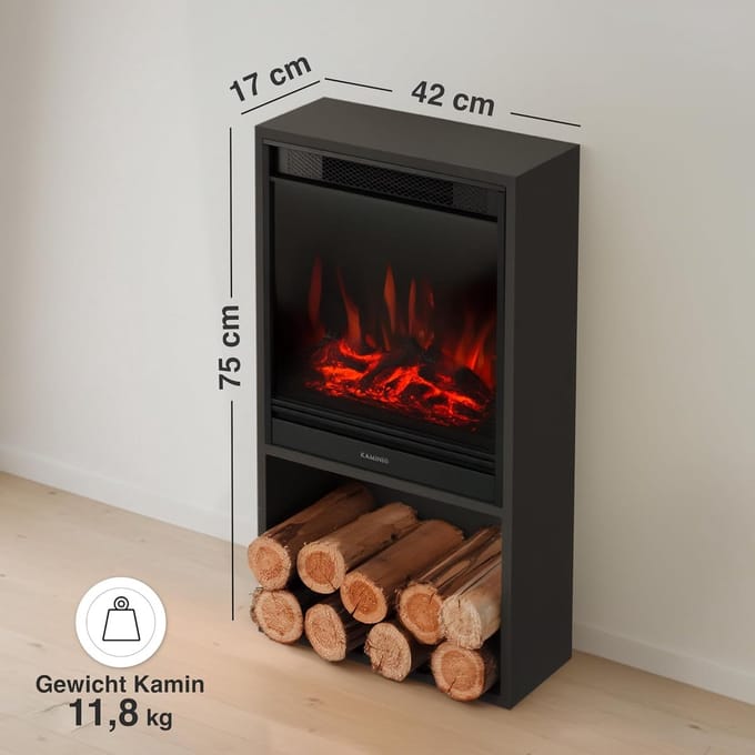Luxe Elektrische Haard met Verwarming - 42x17x75 cm - Verwarming 75 cm – 3D - Medahomestore