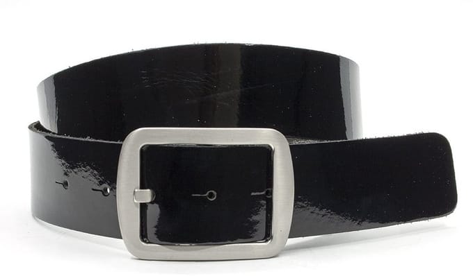 Dames riem zwart - Lakleren riem 4cm met zilverkleurige gesp - Lak leer - Lak riem - Chique - Maat 85
