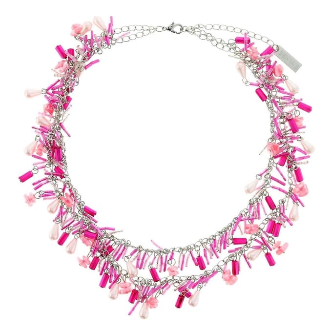 Behave - Ketting - Dames - Roze - Double Layer - Kralen - Statement Ketting - Bohemian - 40 cm