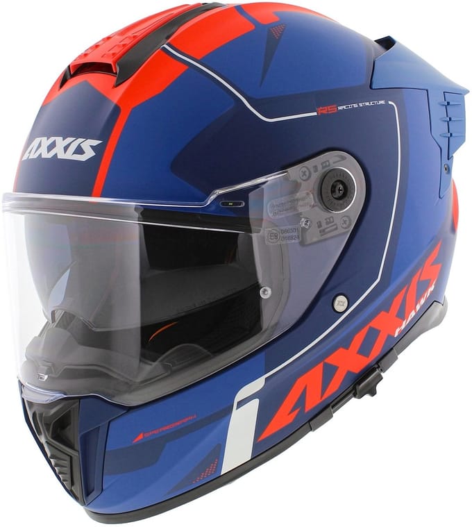 Axxis Hawk SV Evo Integraal helm Spear C5 mat blauw rood