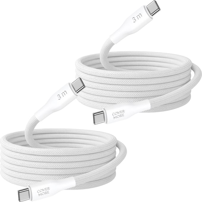 Usb C naar usb C kabel 3 meter - Snellaadkabel - Snel oplader - Geschikt voor opladen android smartphone met usb C ingang - 2 stuks - Wit