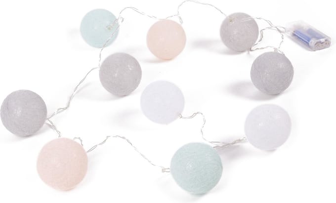 Benson Lichtsnoer - 10 LED lampen - veelkleurige cotton balls - 1,52 meter - batterijvoeding