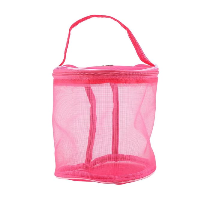 Draagbare Opbergtas Cilinder Mesh Wollen Garen Handige Exquise Container Handtas (Roosrood) pink
