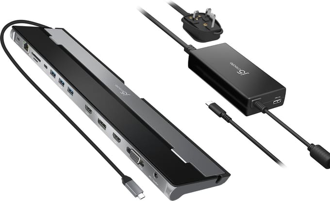 j5create JCD543P-EN USB-C Triple Display Docking Station met 100W PD Adapter - EU