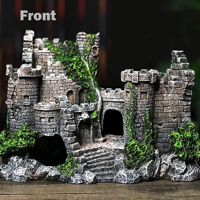 Hars Aquarium Oud Kasteel Decoratie Aquarium Tank Cavern Architectuur Decoratie Layout en gray
