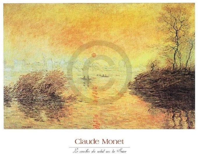Kunstdruk Claude Monet - Le coucher du soleil la Seine 70x50cm