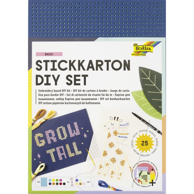 Folia borduurkarton set - creatieve borduurkit 25-delig multicolor.