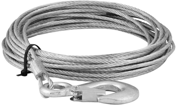 Staaldraad voor lier - 4 mm - 10 meter - Met haak