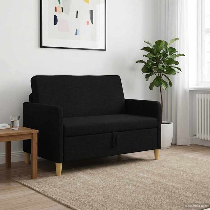 vidaXL - Sofa - met - Opbergruimte - Zwart - 122 - x - 78 - x - 87 - cm - Polyester