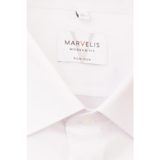 MARVELIS modern fit overhemd - wit - Strijkvrij - Boordmaat: 44