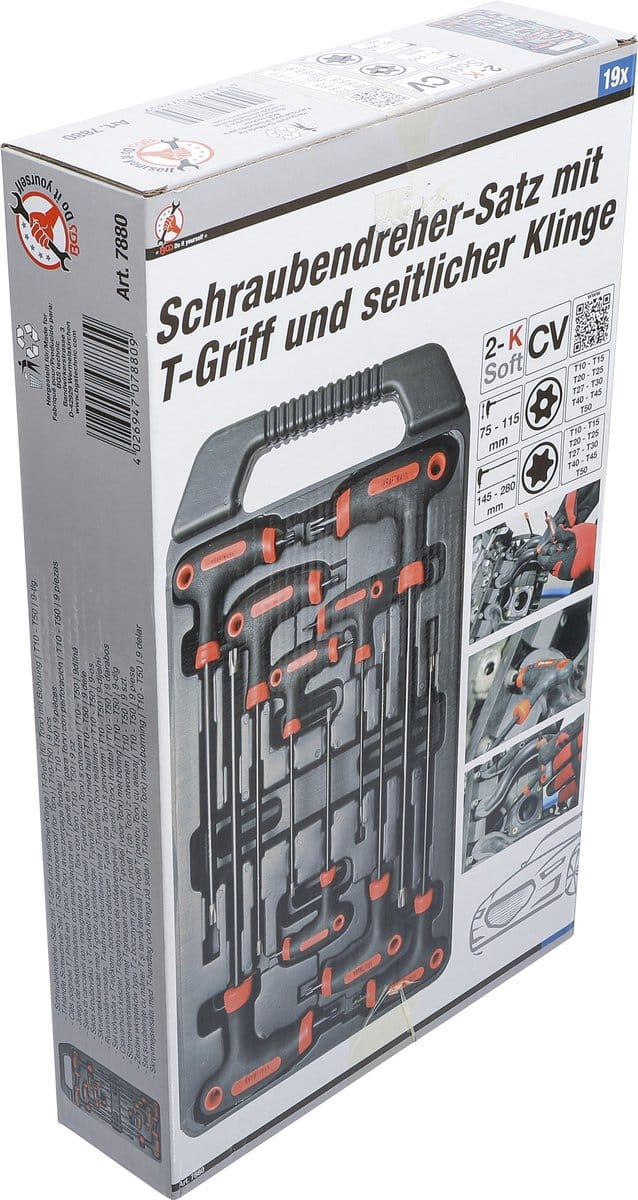 BGS Schroevendraaierset met T-greep Torx met boring T10 - T50 9 delig
