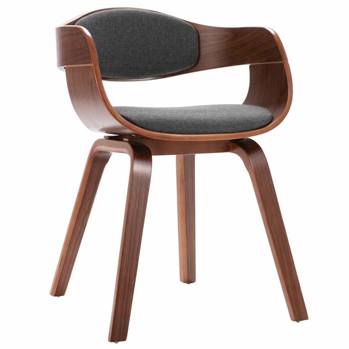 vidaXL - Eetkamerstoelen - 2 - st - gebogen - hout - en - stof - grijs