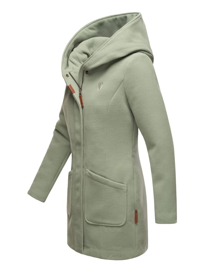 Marikoo dames wintermantel met capuchon en getailleerd model