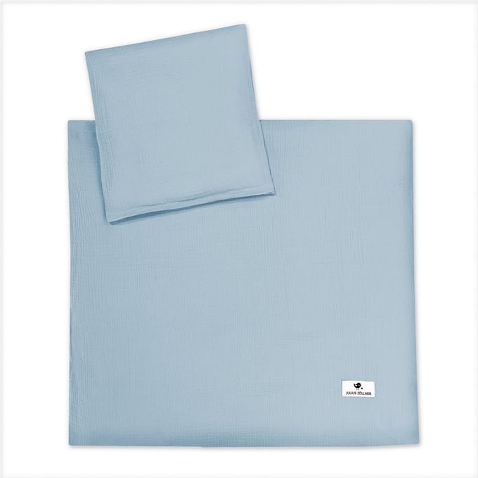 Julius Zöllner babybeddengoed mousseline - denim, maat 80x80 + 35x40 cm