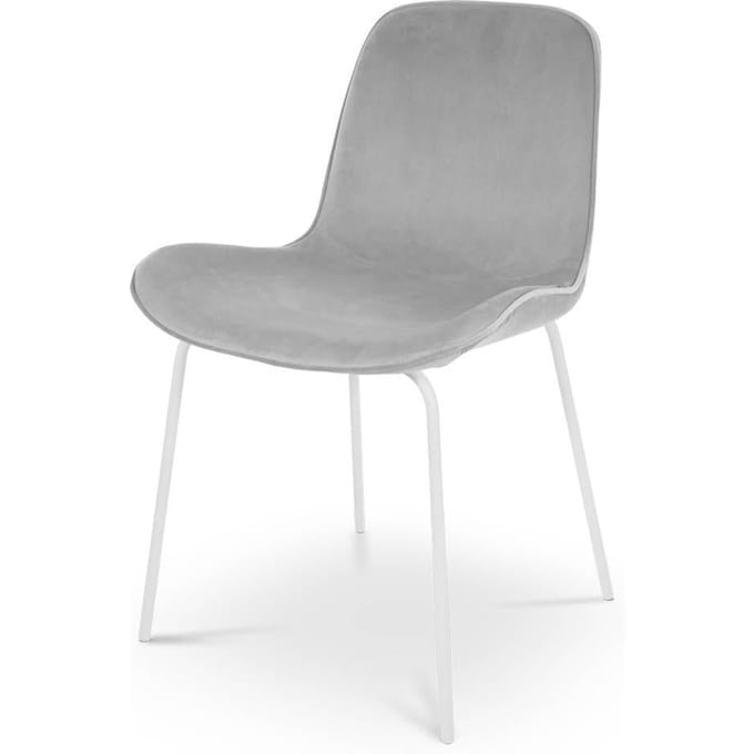 Nolon Nora-Fé Eetkamerstoel Grijs - Velvet - Fluweel - Wit Metalen Onderstel