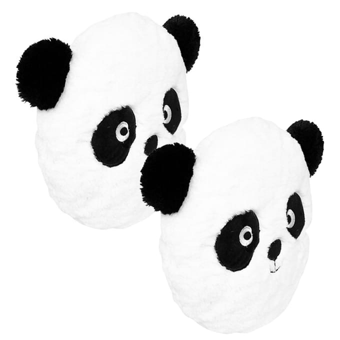 Atmosphera Dieren sierkussen - 2x - kinderkamer - Panda beer - zwart/wit - 27 cm - polyester