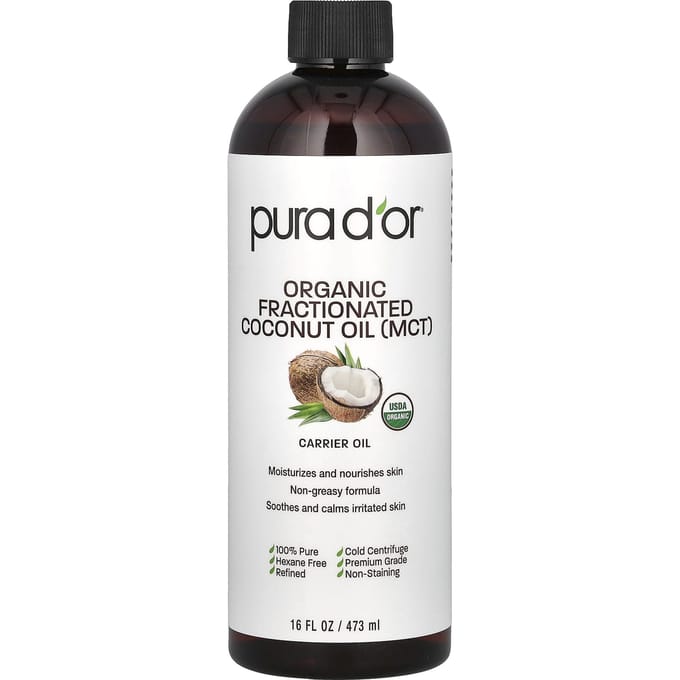Pura D'Or, Organic Coconut Oil (Mct), 473Ml (16Fl Oz) white