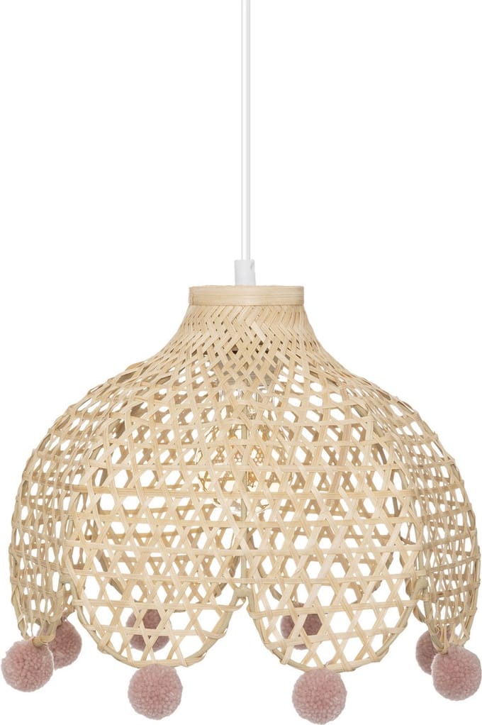 Atmosphera Hanglamp Design Kinderkamer - D28 cm - bamboe - kleur beige - Design lamp - Lampenkap