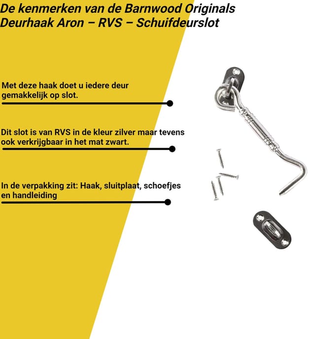 Deurhaak Aron - RVS - Schuifdeurslot
