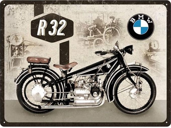 BMW R32  Metalen wandbord in reliëf 30x40 cm
