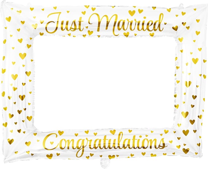 Huwelijk Photo Frame - Just Married - Goud-Wit