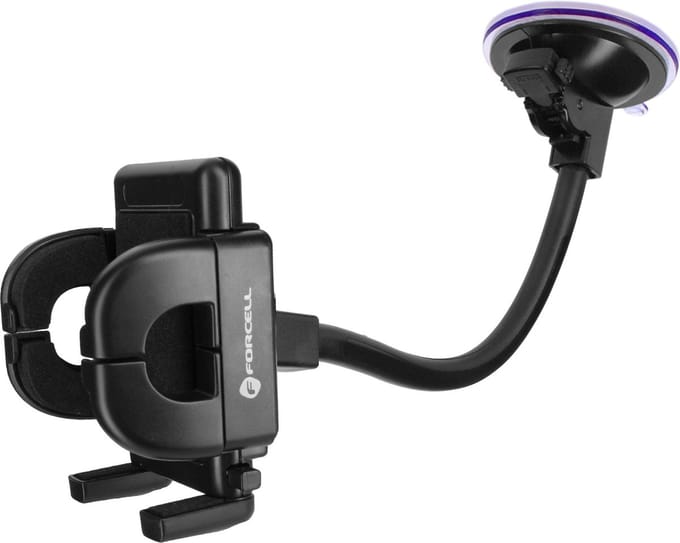Forcell, Autohouder met Zuignap Lange Flexibele Arm 27 cm, Zwart