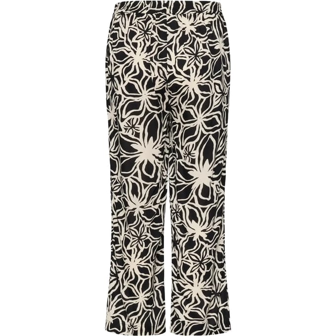 Casual broek Loose fit Black / Light Beige Flower black