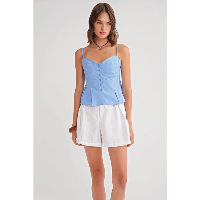 Hartje Nek Knoop-Voorkant Peplum Camitop