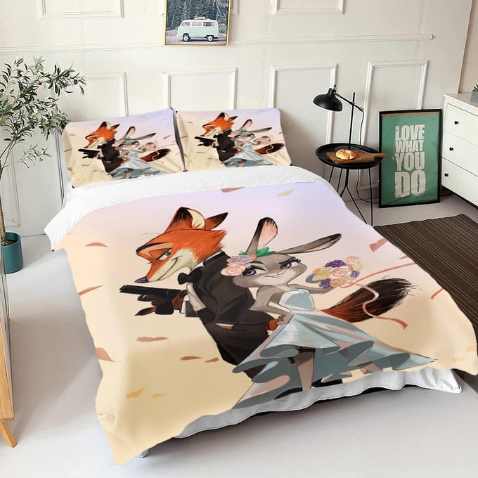 Zootopia Judy Nick Dekbedovertrek Set Dekbed Beddengoed 3D Kinderbeddengoed Set 3-Delig 1 Dekbedovertrek King Size EU Double(200*200cm)3pcs