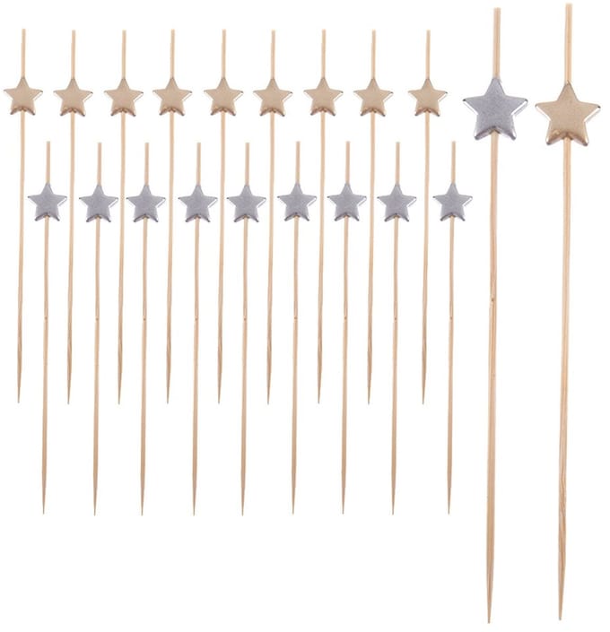 Cocktailprikker Bamboe Sterretje 12 cm 20 stuks - Cocktail Prikker - Snack Spiesjes